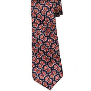 Vintage Liberty of London Silk Tie Navy Blue Gold Yellow White Red Men's